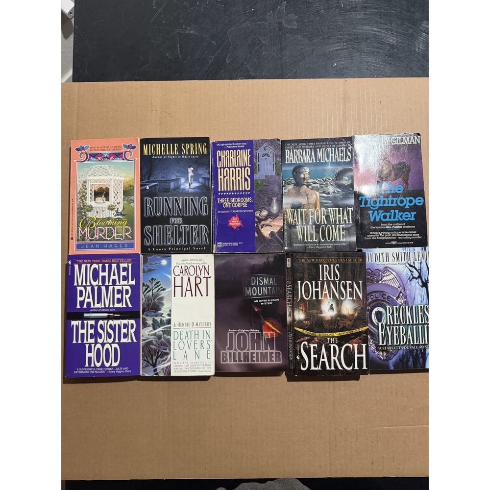 Lot of 10 random murder mystery novel paperback books, various authors B15